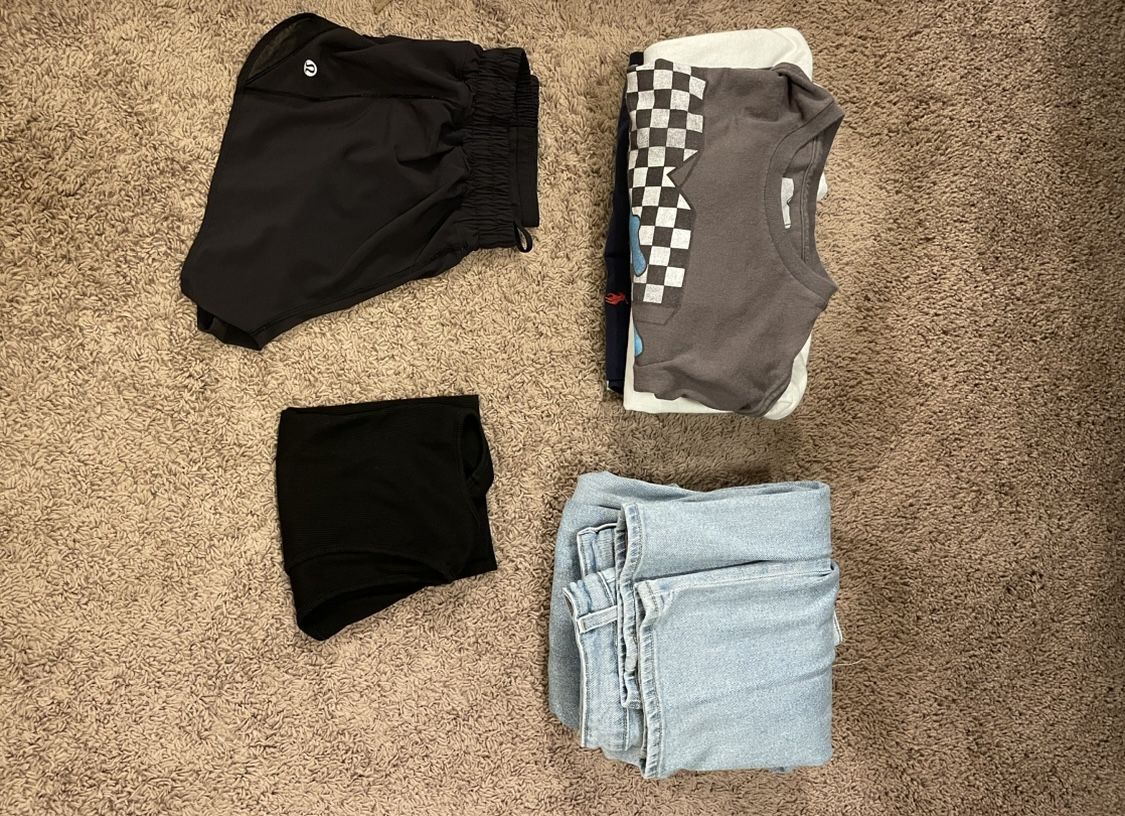 Jeans and brown shirt folded